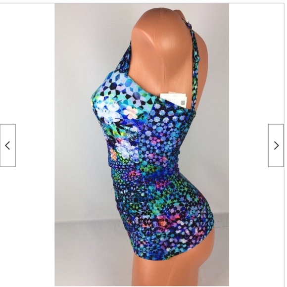 Your Profile by Gotex Floral Multi Color Swim Suit Tank Top Size 32D - Picture 5 of 6